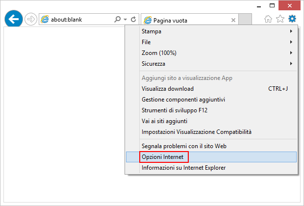 opzioni internet explorer